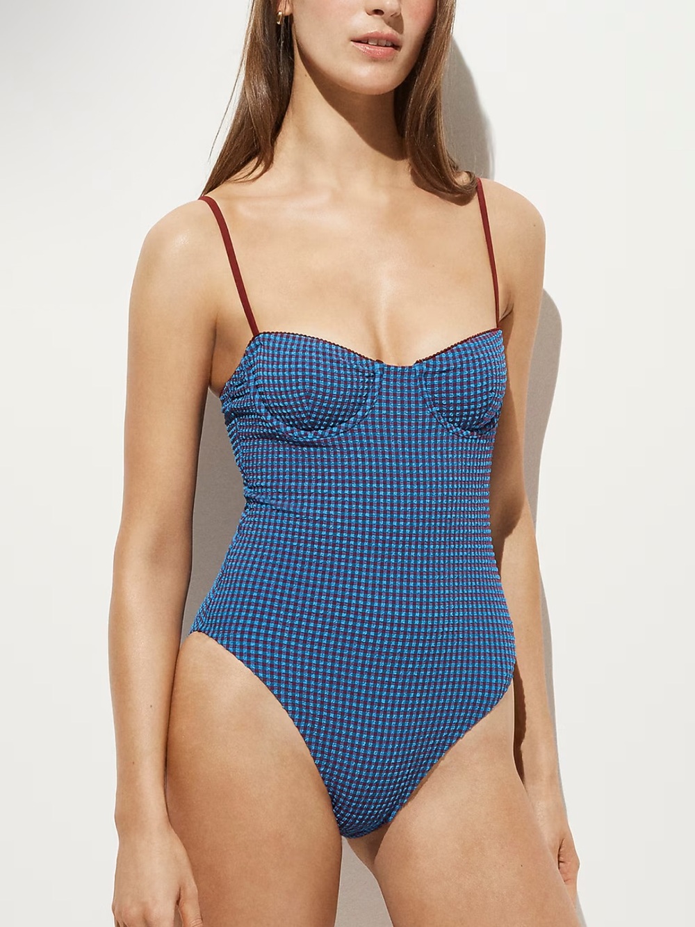NWT Jcrew Balconette underwire one-piece in gingham size 8